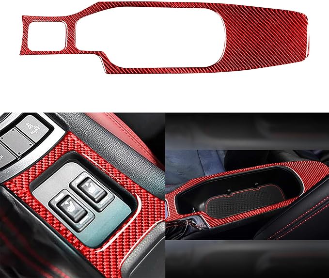 Red Real Carbon Fiber Accessories Car Interior Central Control Armrest Panel Decals Compatible with Subaru BRZ/Scion FR-S/Toyota 86 2016 2017 2018 2019 2020 Trim Stickers