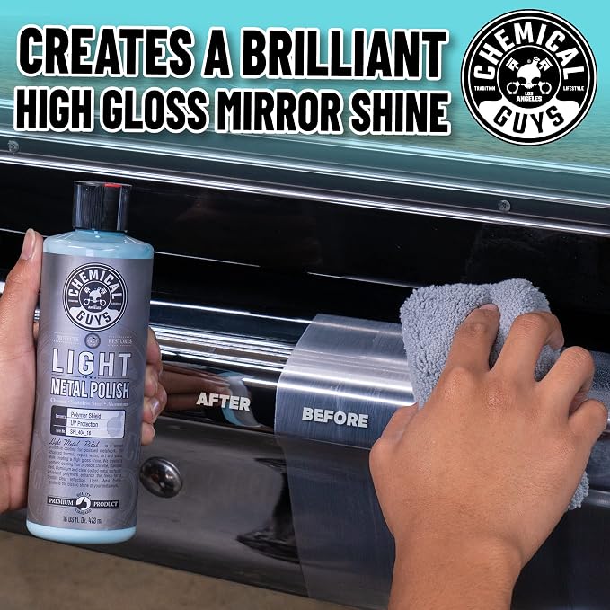 Chemical Guys, Light & Heavy Metal Polish Kit for Chrome & Steel, 2 x 16 oz | Two-step polish restores chrome, aluminum and stainless, lifting oxidation, rust and tarnish to a bright shine
