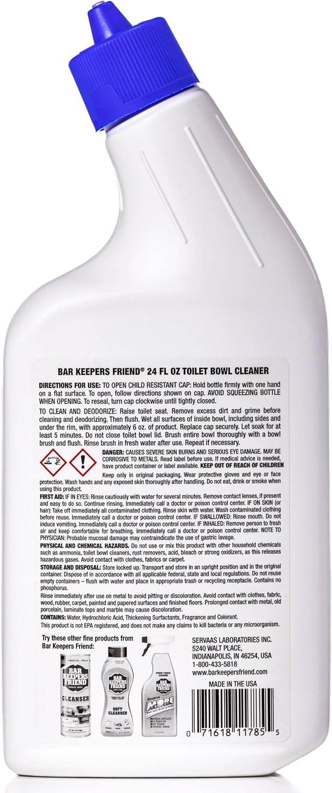 Bar Keepers Friend Toilet Bowl Cleaner - 24 fl oz Each - Extra Thick Formula Cleans and Deodorizes, Removes Rust Stains and Mineral Deposits (1)