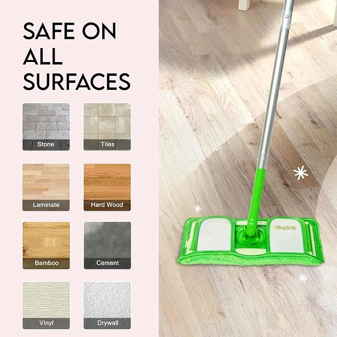 Reusable Pads Compatible with Swiffer Sweeper Mops - Washable Microfiber Mop Pad Refills by Turbo - 12 Inch Floor Cleaning Mop Head Pads Work Wet and Dry - 2 Pack