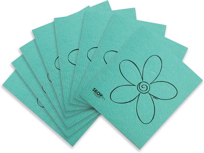Skoy Cloth, 8-Pack Versatile Swedish Dishcloths for Kitchen and Household Use, Reusable Cleaning Cloths, Planet-Friendly, Dishwasher and Dryer-Safe, Mint Green