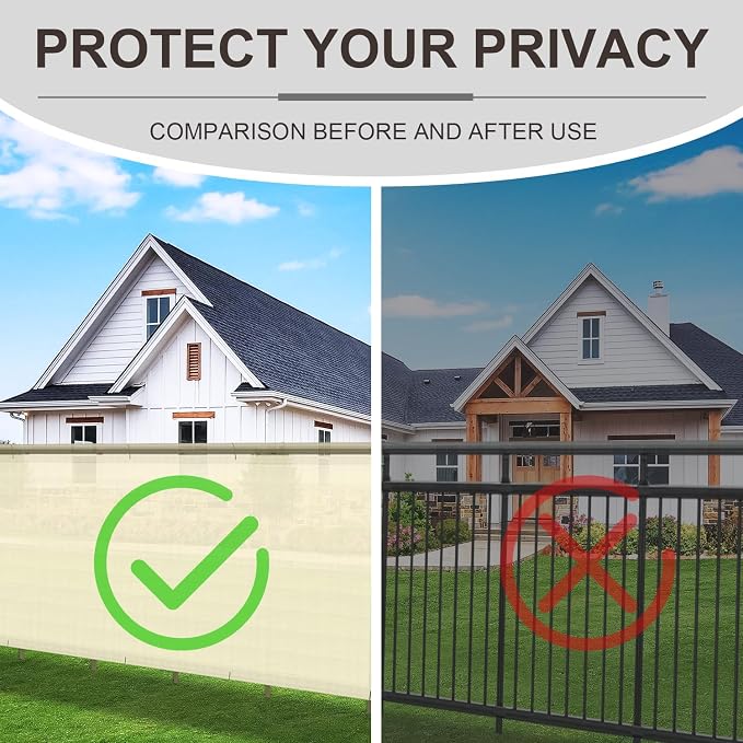 LOVE STORY Custom Size 3' x 20' Balcony Privacy Screen Cover, Butter Cream | HDPE Fabric, 95% UV Block, Fence Screen for Patio, Railing Cover for Apartment, Privacy Protective, Custom Size Available