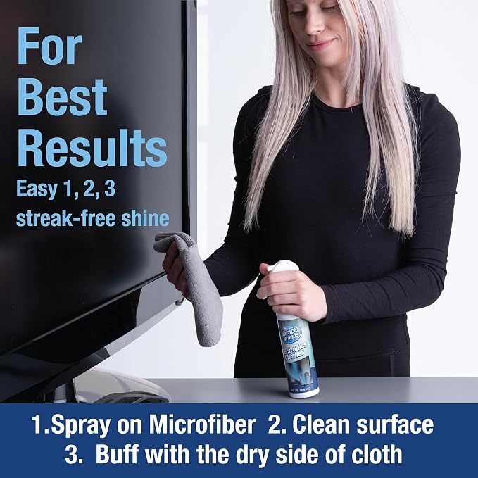 MiracleSpray for Electronics Cleaning, Safe Multisurface Cleaner for Any TV, Phone, Monitor, Keyboard, Screen, Computer, Includes Microfiber Towel - 8 Ounce Kit