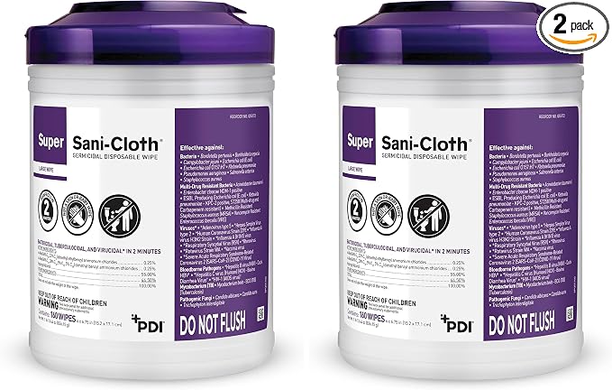 Professional Disposables Surface Disinfectant Super Sani-Cloth Wipes, 160Count (Pack of 2)