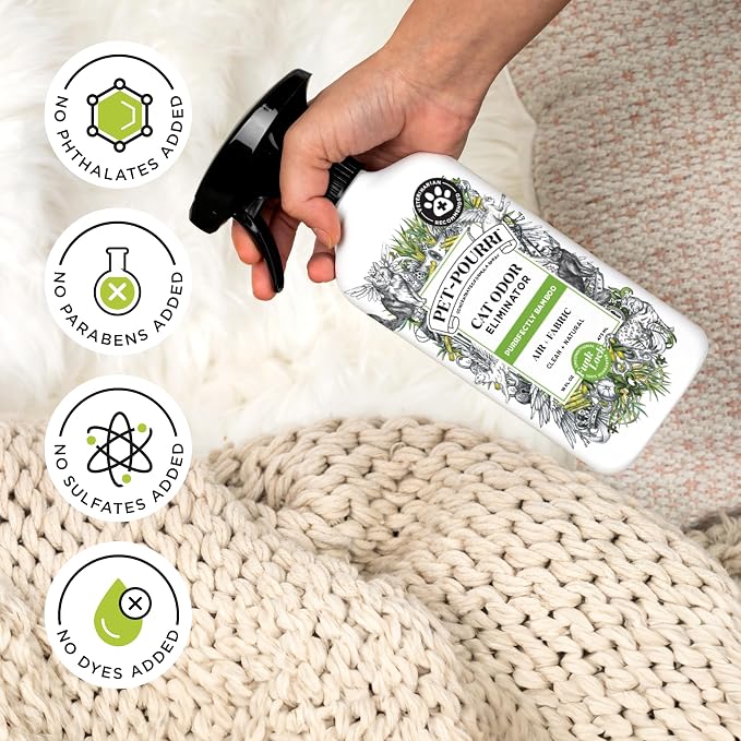 Pet-Pourri Smell Ya Litter Cat Litter Deodorizer Spray, Purrfectly Bamboo 3.4 Fl Oz, Up to 170 Uses, Pet Odor Remover with Essential Oils for Air, Carpet, Urine, Vet Recommended, Bergamot Bamboo Scent