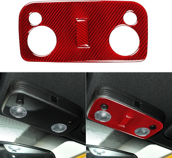 Real Carbon Fiber Trim for Ford Mustang Accessories | for 2009 2010 2011 2012 2013 2014 Reading Lamp Cover Light Panel Interior Thick Overlay Decal 2PCs