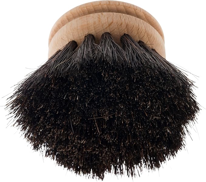 Redecker Dish Brush Replacement Heads, Horsehair, 1-1/2 Inch Round, 2 Pack – Soft Wooden Brush Refills for Delicate Dishwashing, Made in Germany