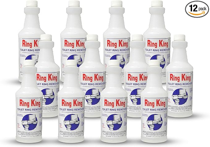Amazon Brand - Ring King Toilet Bowl Cleaners | Pack Of 12 Toilet Bowl Cleaner Liquid 32oz Fast Acting Bathroom Cleaner For Calcium, Water, Rust, Red Clay & Lime Stains – No Scrubbing