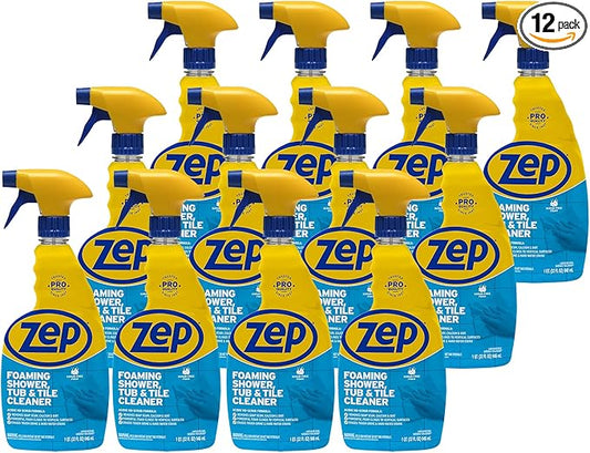 Zep Foaming Shower Tub and Tile Cleaner - 32 oz (Case of 12) ZUPFTT32 - No Scrub Formula, Breaks up Tough Buildup on Contact