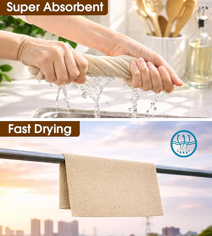 KitchLife Microfiber Cleaning Cloth Roll, 100 Pack - Tear-Away Microfiber Paper Towels, Lint-Free, Reusable, Washable for Kitchen, Car, Dishes, and Sensitive Surfaces (Sand Beige)