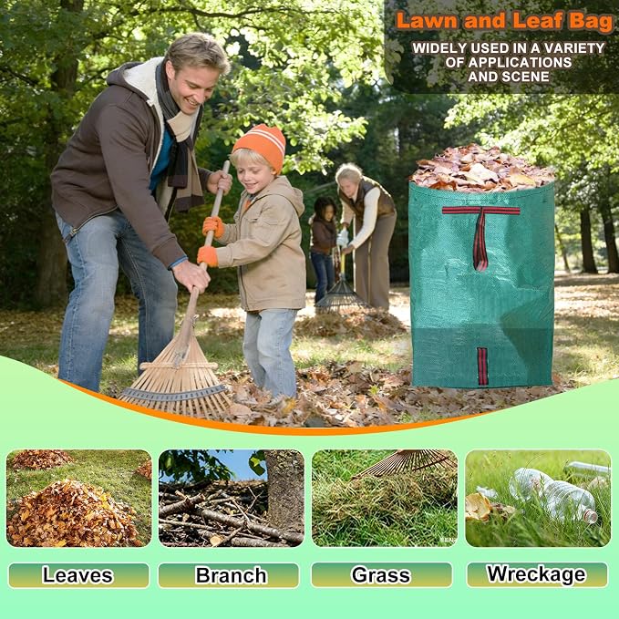 53 Gallon Leaf Collector, Reusable Leaf Bag, Dustpan-Type Yard Garden Bag | Heavy Leaf Pick up Tool Collapsible Lawn and Leaf Bag, Garden Yard Waste Container for Leaves, Lawn Debris, Grass Clippings