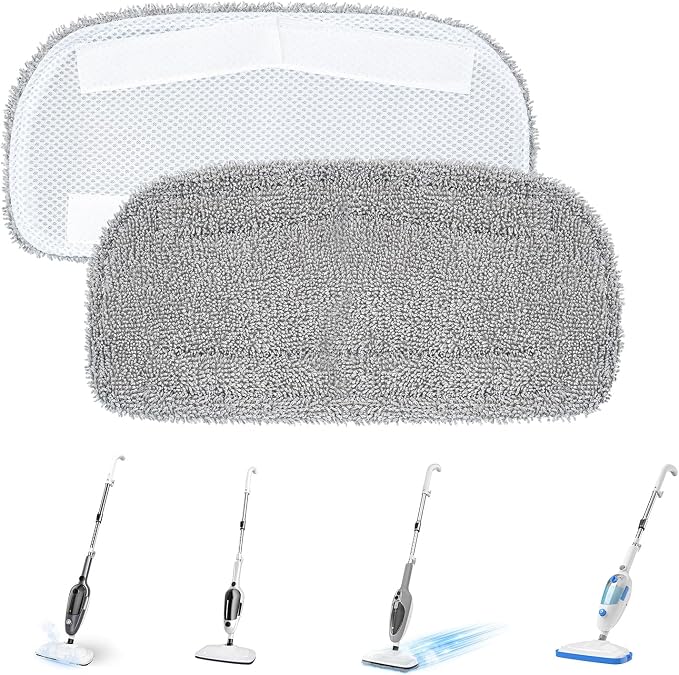 LOVECO 2 Pack Steam Mop Pads Compatible with GorFanty, Mxnsewr, Neugo, etc | Washable Microfiber Steam Mop Replacement Pads for Mxnsewr Steam Mop, GorFanty GF-6610B/GF-6610, Neugo NE033/NE033M