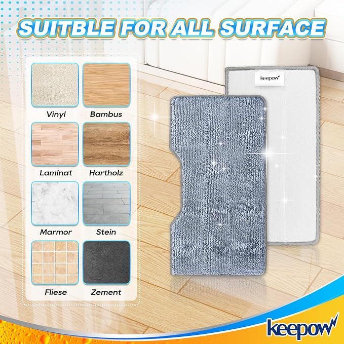 KEEPOW Reusable Mop Replacement Pads Compatible with Shark Vac Mop VM252 | VM180 VM401 VM200P12 VM252P10 VC205 VM190 VM200 QM250 VM250, Microfiber Mop Vac Pads Refills (1+2+4 Pads)