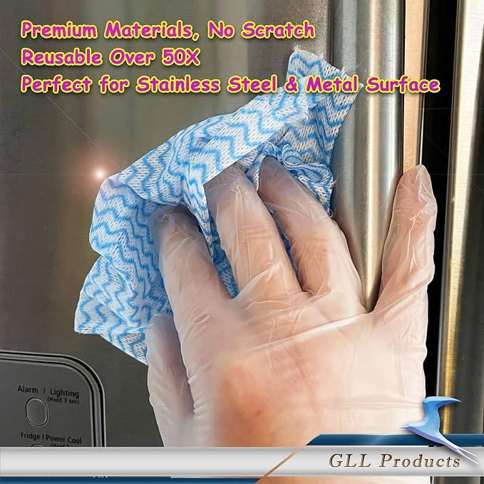 GLL Disposable Cleaning Cloths Wipe Roll, Dish Wash Cloths, Cleaning Washcloth Towel for Kitchen Bathroom Furniture and Car, One-Hand Tearing (Pack of 3-Rolls, 150-Sheets Total)