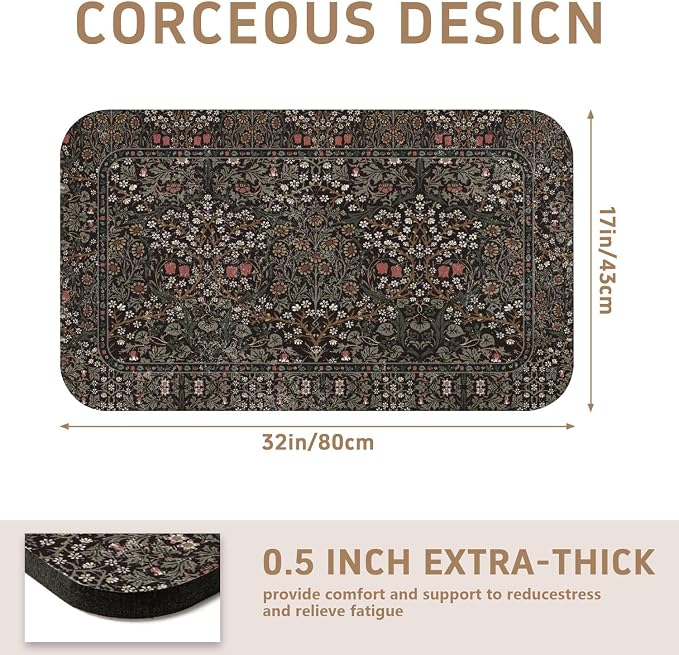 Dish Drying Mat for Kitchen Counter 17x32 Inch, Boho Quick Dry Coffee Mat | Made of super absorbent diatomite that quick dries dishes, coffee machine & sink area. Non-slip rubber base for countertop