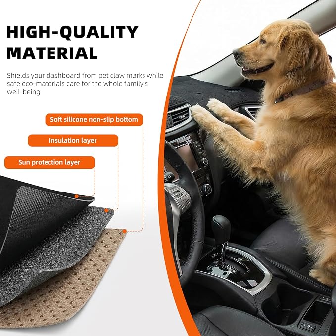 Dashboard Cover Dash Mat Fit for 2018-2012 Fo-rd Focus (Not Fit ST or RS Models),Car Dash Board Mat Anti-Glare Carpet,Non-Slip Pad Sunshield Protector (Flannel)