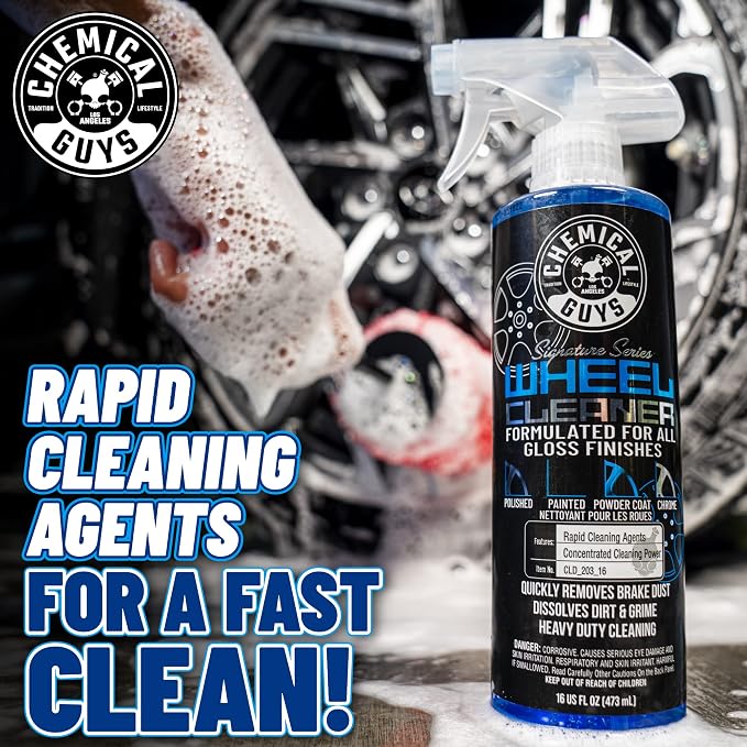 Chemical Guys CLD_203 Signature Series Wheel Cleaner, Formated For All Gloss Finishes, Safe for Cars, Trucks, SUVs, Motorcycles, RVs & More 128 fl oz (1 Gallon) | Fast-acting foaming spray clings to wheels to lift brake dust and road grime, safe on chr...