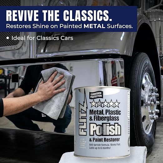 Flitz Metal Polish Paste - 2lb Can of USA-Made Polish for Solid Chrome, Stainless Steel, Aluminum - Non-Abrasive for Light Oxidation - Requires Manual Buffing - Not for Plated/Coated Surfaces (3 Pack)