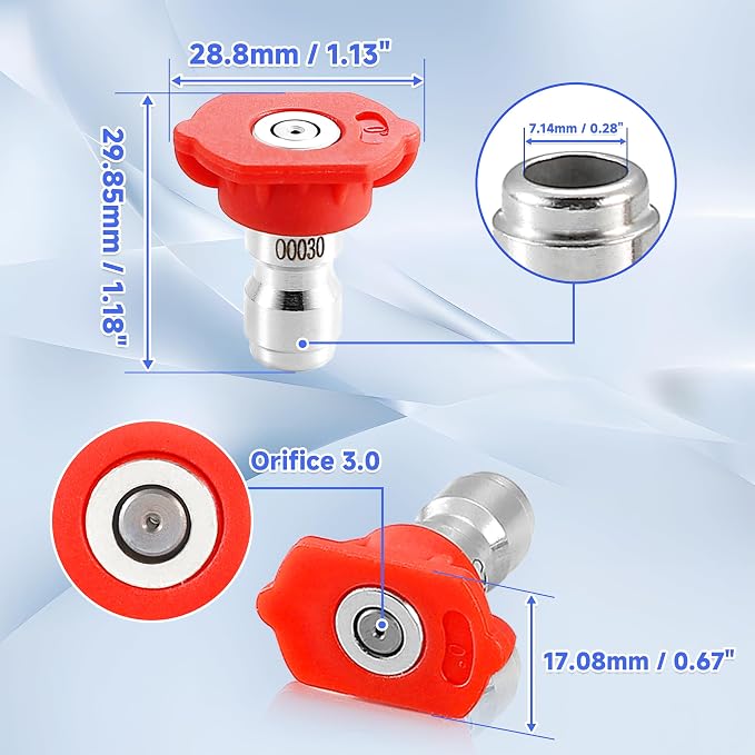 Tool Daily Pressure Washer Nozzle Tips, Multiple Degrees, 3.0 GPM, 7 Pack | 1/4" Quick Connect Power Washer Nozzle Tips Set for Car Washing, 4000 PSI