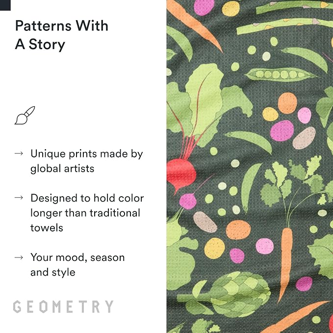 GEOMETRY Kitchen Tea Towels - Quick Dry Microfiber Dish Towels for Kitchen Spring Sprout, 18" x 30" 1 Pack