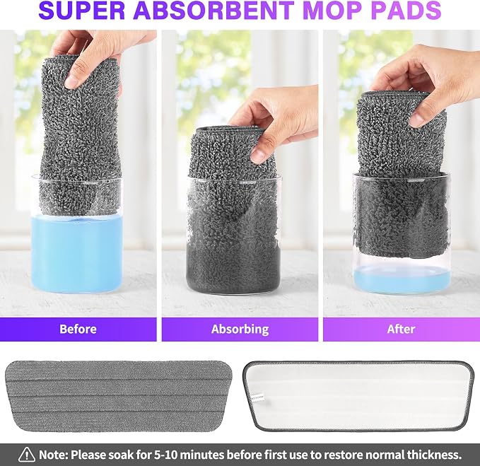 16.5" Microfiber Mop Pads Refills, 3 Pack Reusable Replacement Heads | reusable wet mop refills, machine washable for 14-16 inch spray mops, hardwood floors, dust cleaning & scrubbing