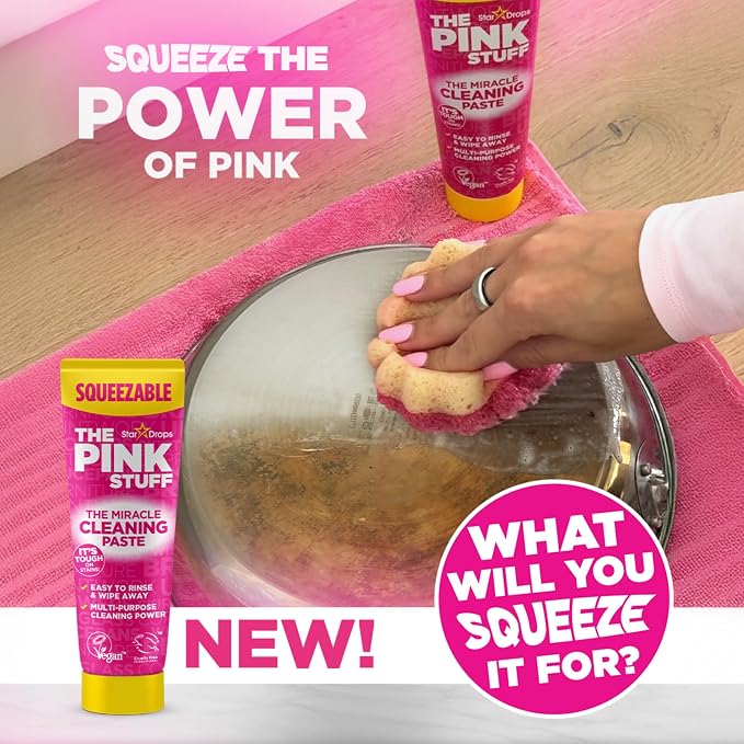 The Pink Stuff The Miracle Squeezable Cleaning Paste 300g Easy to Rinse Multi Purpose Cleaner for Kitchen Bathroom Cooktops Tiles Sinks Showers and More