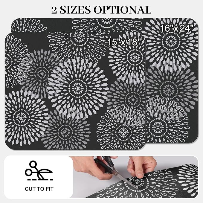 LuxStep Dish Drying Mat Super Absorbent Kitchen Counter Mat Rubber Backing Draining Mat Easy to Clean Kitchen Accessories Dish Rack Pad for Dishes, Utensils, Countertops, Sinks 16" x 24" Black
