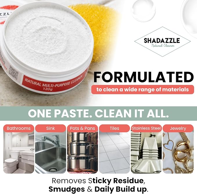 Shadazzle Natural All Purpose Cleaner and Polish, 1 Pack Grapefruit Scent | Clean & Polish Surfaces, All Natural Ingredients, Easy to Rinse, For Kitchen, Bathroom, Tiles, Glass, Sink, Stainless Steel