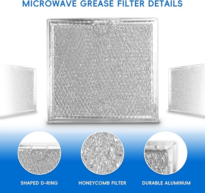 Microwave Grease Filter Replacement, Compatible with GE WB02X11534 & Samsung DE63-00666A, Used to Freshen Kitchen Air, Alumium, Reusable(2 Pack)