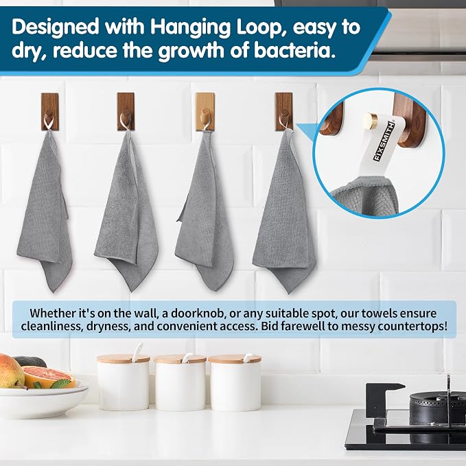 FIXSMITH Grey Microfiber Cleaning Cloth -Pack of 8, Highly Absorbent Cleaning Rags, 16"X12" All Purpose Cleaning Towels for Housekeeping, Kitchen, Car, Lint Free and Reusable Microfiber Towels