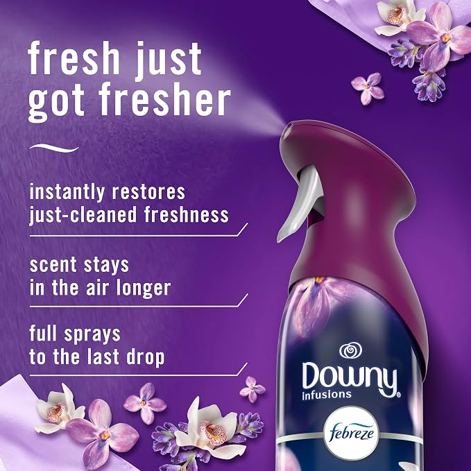 Febreze Air Mist, Air Freshener Spray, Odor Fighting Room Spray, Deodorizer for Home Bathroom Kitchen Office Apartment Dorm Room Classroom, Downy Calm Lavender & Vanilla Bean Scent, 8.1oz (Pack of 3)