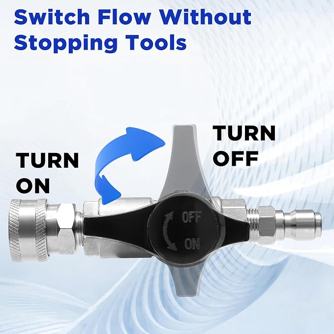 PWACCS Ball Valve Pressure Washer, 3/8" Quick Connect Shut Off Valve | Stainless Steel, for Power Washer Hose, DN10 Shutoff Ball Valve, High Pressure Wash, 5000 PSI
