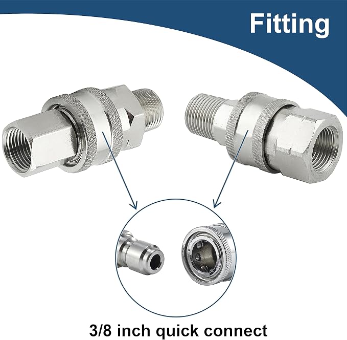 Raincovo Pressure Washer Quick Connect 3/8 Inch, Stainless Steel, 8 Piece | Pressure Washer Fittings, Adapter Set, Female and Male Thread
