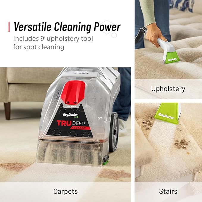 Rug Doctor Pet TruDeep Carpet Cleaner with Pet Upholstery Tool | Best-In-Class Suction Power for Pet Households, Dual Brush Cross-Action Technology for One-Pass Cleaning, Pro-Grade