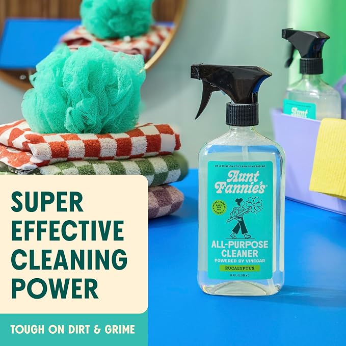 Aunt Fannie's All Purpose Vinegar Cleaner Spray, Eucalyptus, Pack of 6 | Cuts Grease & Grime, No Harsh Residue, Safe for Kitchens Bathrooms Windows Counters & Sealed Areas, Kid and Pet Safe