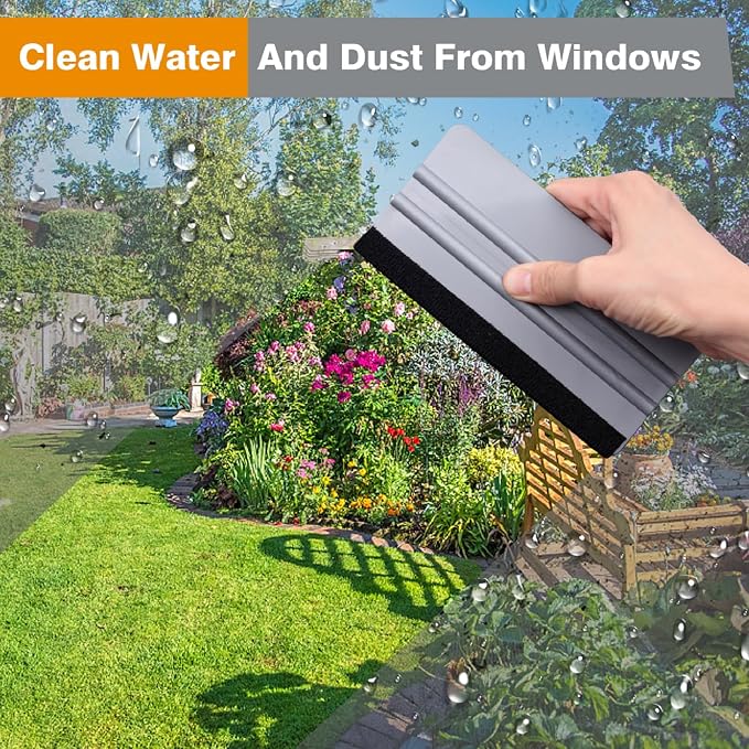 KESPEN Window Felt Squeegee, Vinyl Scraper for Window Privacy Film and Car Glass, Tint Squeegee Installation Tool Protection Scratches Film Soothing, 5.9 * 3.1 Inch, Grey