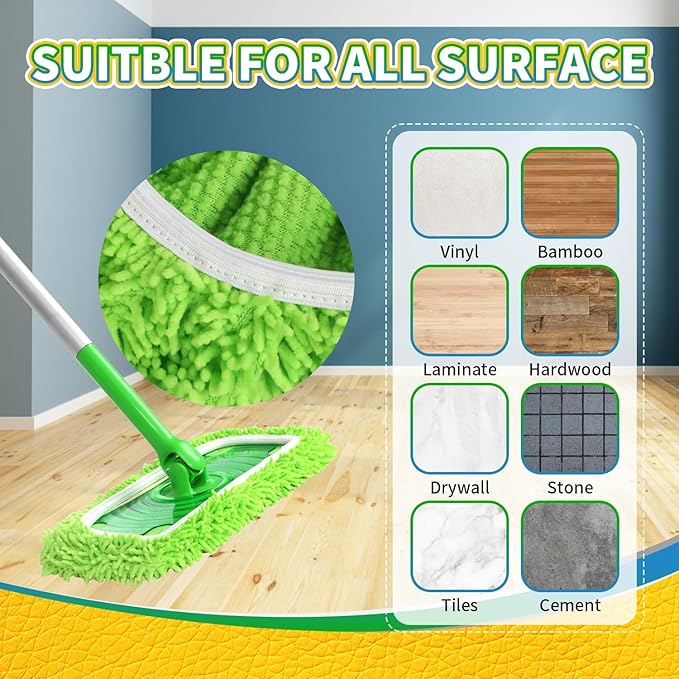 Reusable Microfiber Mop Pads for Swiffer Sweeper Mop, 6 Pack | Wet and Dry Flat mop Cover, Replacement Sweeping Mopping pad Refills for Surface/Hardwood Floor Cleaning