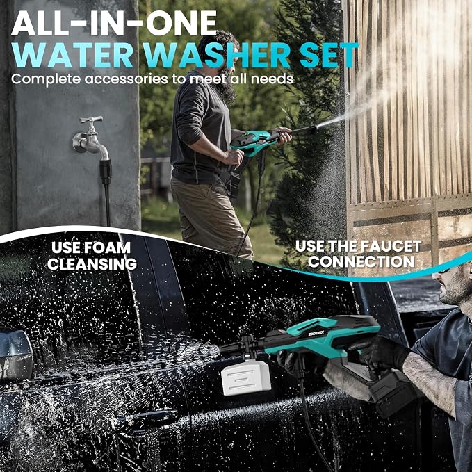 Cordless Portable Washer for Makita 18V Battery, 800 PSI Portable Handheld Washer with Brushless Motor, 6-in-1 Nozzle, 3 Level Adjustable for Car Yard Fence Wall Clean (Battery Not Included)