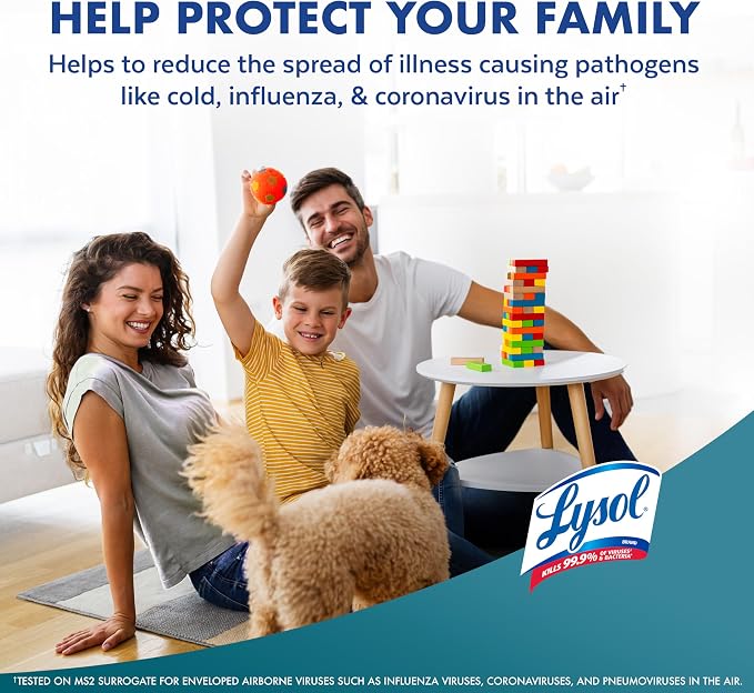 Lysol Air Sanitizer with Bacterial Odor Eliminator for Home & Office, Air Freshener Alternative, Simple Fresh Scent, 10 oz (Pack of 3)