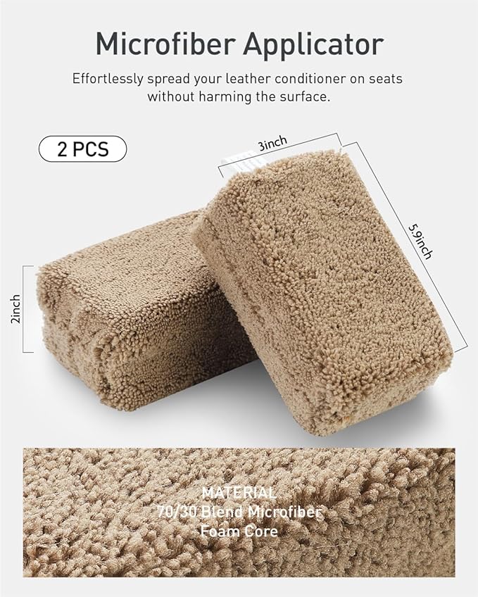 Fantasticlean 9PCS Car Detailing Brush Set, Interior Leather Cleaning | Car Interior Brush Kit, Horse Hair Leather Brush for Car Detailing, Scratch-Free Leather Cleaner Applicator, Cleaning Cloth