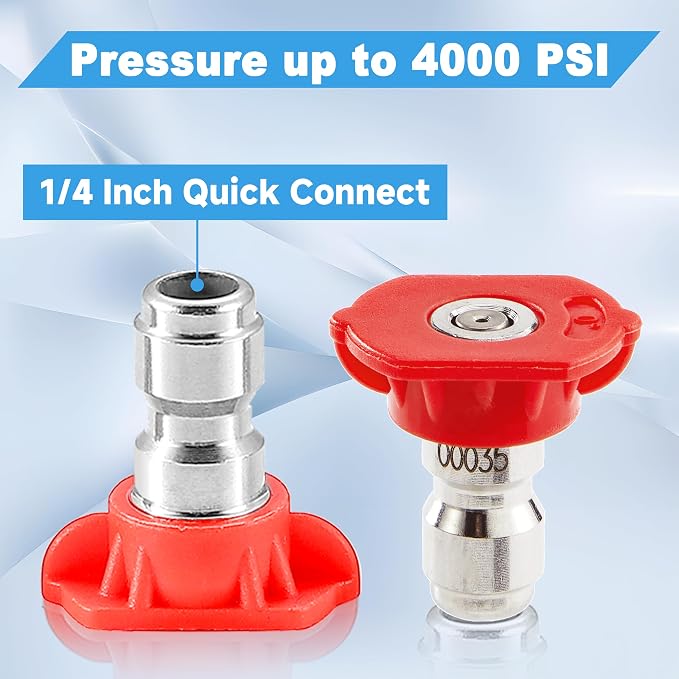 Tool Daily Pressure Washer Nozzle Tips, Multiple Degrees, 3.5 GPM, 7 Pack | 1/4" Quick Connect Power Washer Nozzle Tips Set for Car Washing, 4000 PSI