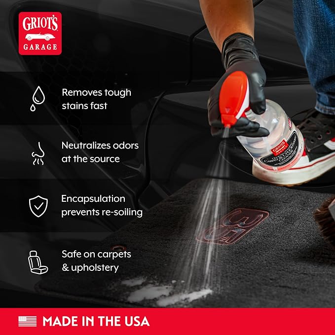 Griot's Garage Odor Neutralizing Carpet and Upholstery Cleaner for Car Floor Mats, Upholstery, Microfiber Seats, Household Fabrics, and Pet Stains 10990, 22oz