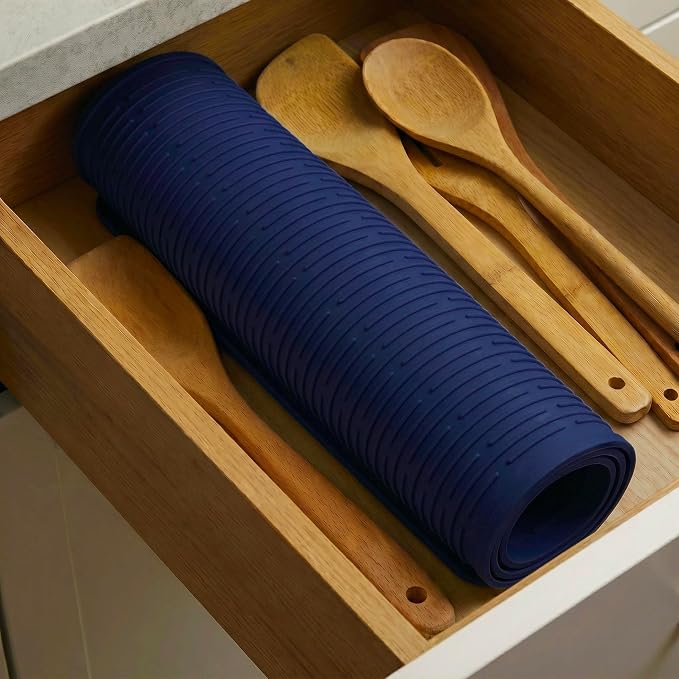 MicoYang Silicone Dish Drying Mat for Multiple Usage,Easy clean,Eco-friendly,Heat-resistant Silicone Mat for Kitchen Counter or Sink,Refrigerator or Drawer Liner Navy Blue 4XL 32 inches x 18 inches