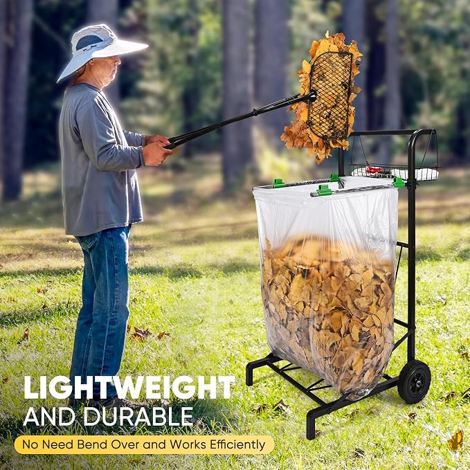 AugFir Leaf Grabber Rake, Long Handle Metal Leaf Picker Upper, Efficient and Labor-Saving Yard Rake Leaves Grabber for Garden Cleaning No Bending Over