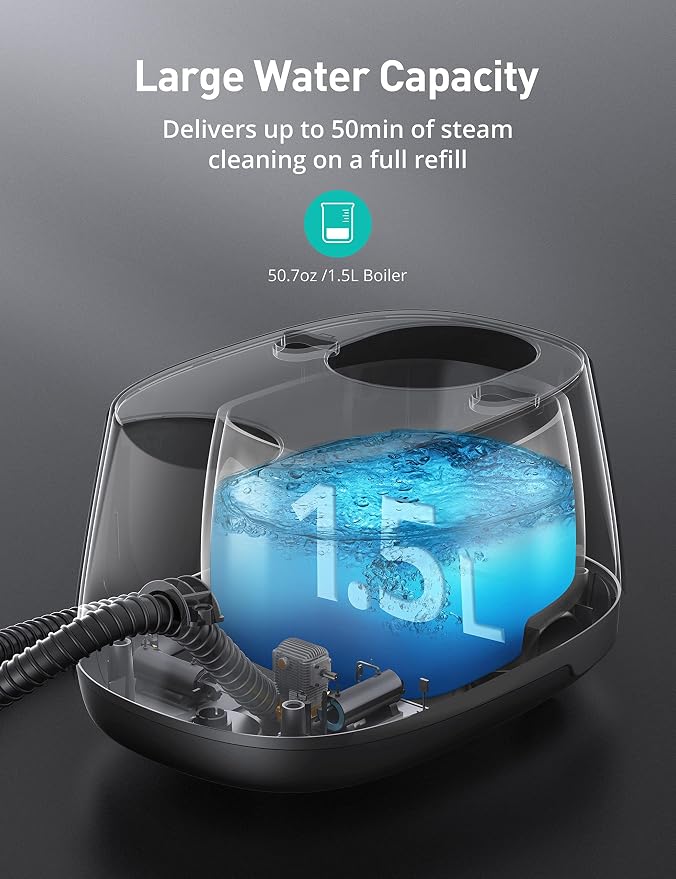 Carpet Steam Cleaner for Home, 293°F 58 PSI Powerful Multipurpose Handheld Steam Mop, 21 Attachments, 50Oz Capacity, Heavy Duty Steamer for Carpets, Floors, Cars, Tiles, Crack Cleaning, Turquoise