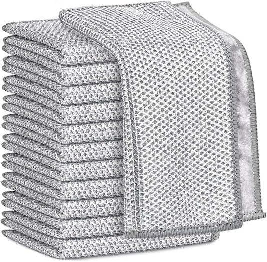 AIDEA Non Scratch Wire Dishcloth 12PK, Wire Dishwashing Rag for Wet and Dry, Dual Sided, Washable Dish Rags, Cleaning Pads Steel Scrubber for Cookware, Sinks, Dishes, Stove Tops, 7"×8"