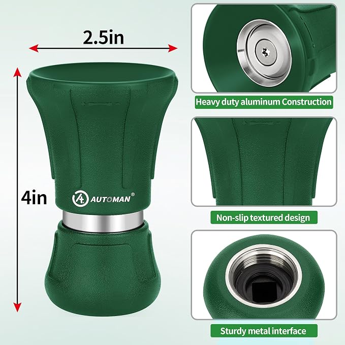 AUTOMAN Garden Hose Nozzle Heavy Duty, Fireman Hose Nozzle, High Pressure Water Hose Sprayer Nozzle, Adjustable Spray Nozzles for Washing Car, Cleaning Ground, Watering Plants, Showing Pets