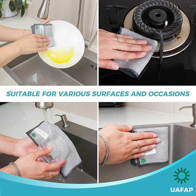 24 PCS Non Scratch Wire Dishcloth, Cleans Fast Without Scratching, Stands Up to Stuck-on Grime, Multi-Surface Safe, Wire Dishwashing Rag Cleaning Power for Everyday Jobs 7.87“ x 7.87”