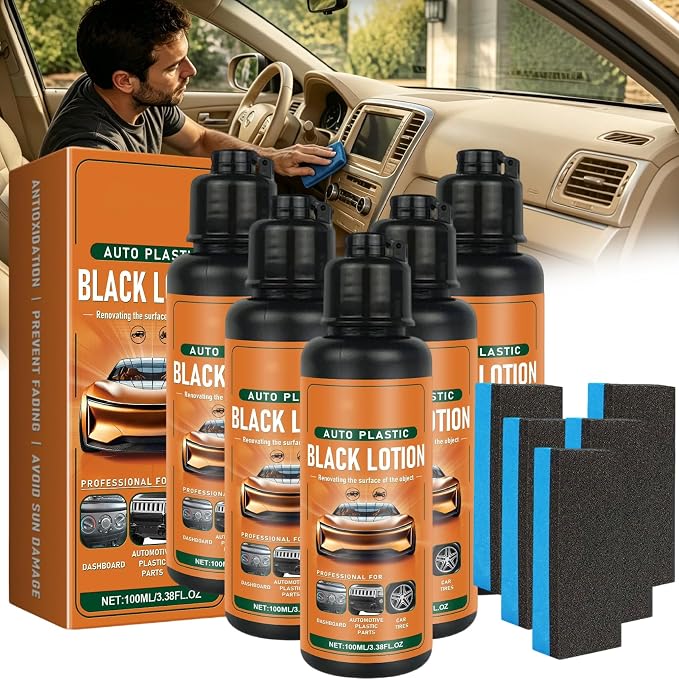 Auto Plastic Restorer Kit - Plastic Restorer Kit for Car, Auto Plastics Black Lotion (5PCS)