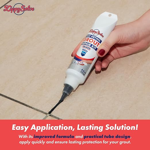 Tile Grout, Repair Kit, Restore & Renew Tile Joints Line, Fast Drying Tile Grout Paint Squeeze Tube for Bathroom Shower Kitchen Floor, Waterproof (8.8 oz, Black)